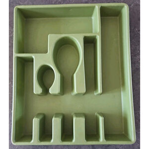 Vtg MCM Rubbermaid 1970's Avocado Green Silverware Tray Flatware Kitchen 2922
